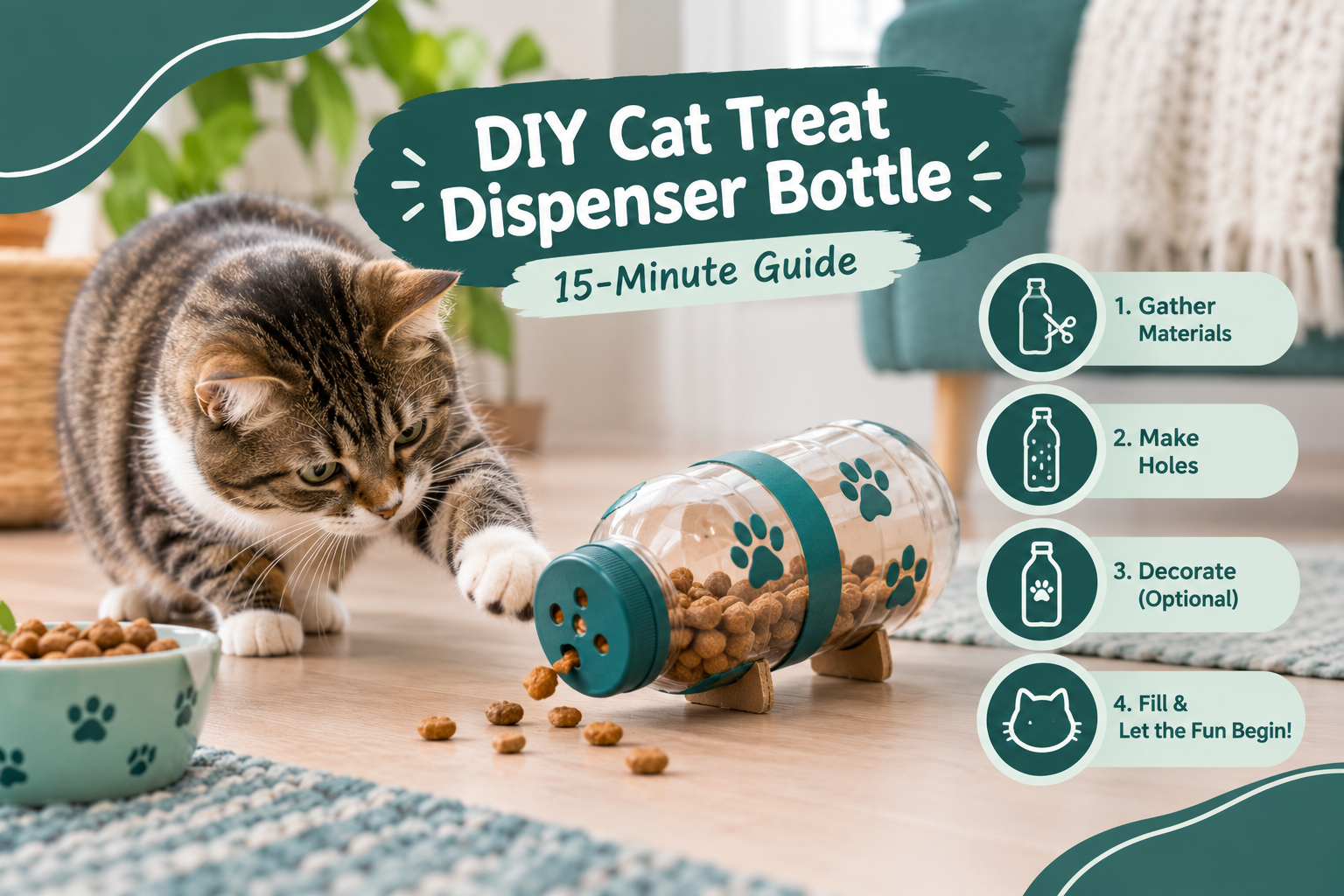 DIY Cat Treat Dispenser Bottle